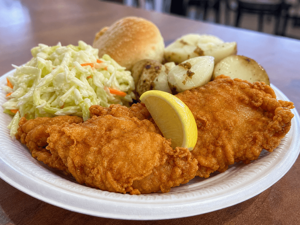 A fish fry dinner plate served by the council